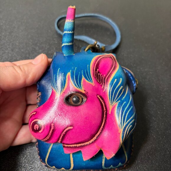 Genuine Leather Unicorn Coin Purse/Wristlet Whimsical - Picture 2 of 6